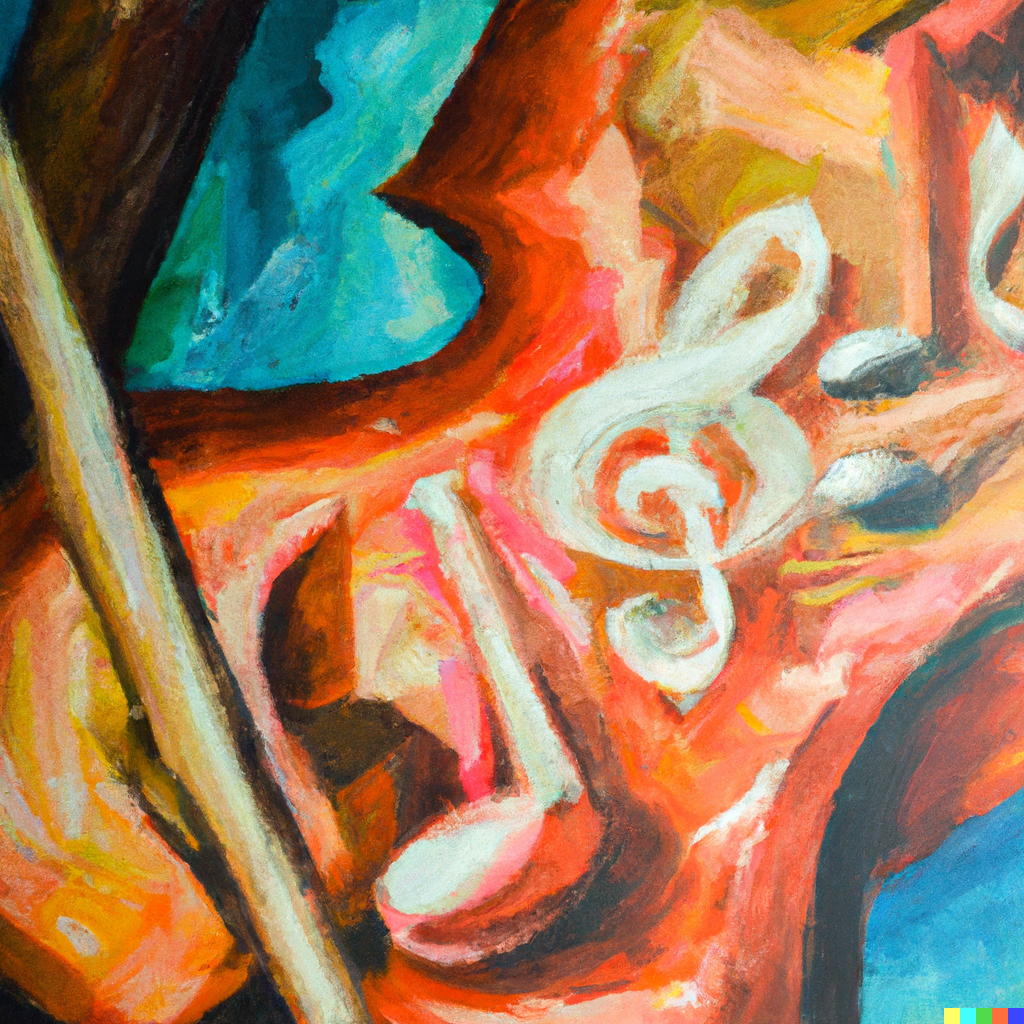 Abstract oil painting of the world of music